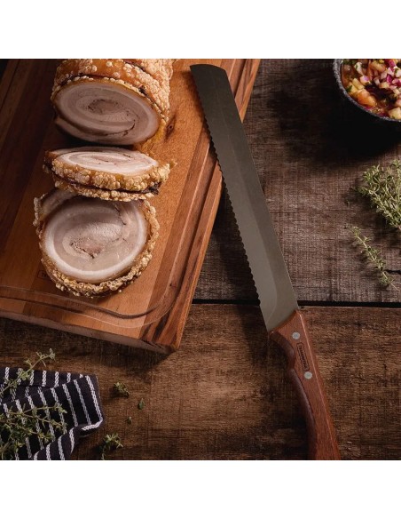 COLTELLERIA: vendita online COLTELLO SEGHETTATO CHURRASCO BLACK 25,4 CM MANICO IN LEGNO TRAMONTINA in offerta