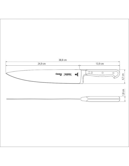 COLTELLERIA: vendita online COLTELLO CUOCO CENTURY 25 CM MANICO IN POLICARBONATO TRAMONTINA in offerta