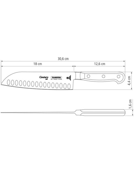 COLTELLERIA: vendita online COLTELLO SANTOKU CENTURY 18 CM MANICO IN POLICARBONATO TRAMONTINA in offerta
