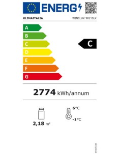 CANTINETTE VINO: vendita online FRIGO VINI DUE ANTE WINELUX 902 BLK +3° C +20° C LT.576 V.220 W.800 MM.90 in offerta 2