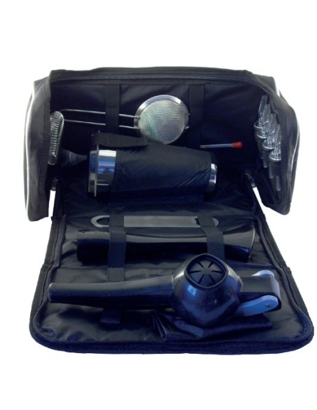 BORSA BARMAN KIT PROFESSIONALE SIMILPELLE NERO CON MANIGLIA E TRACOLLL