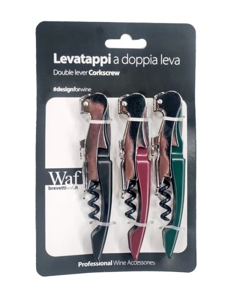 APRIBOTTIGLIE: vendita online SET 3 LEVATAPPI A DOPPIA LEVA NERO BORDEAUX E VERDONE BREVETTI WAF in offerta