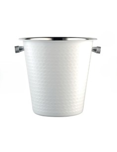 PORTAGHIACCIO-SECCHIELLI-INVINATORI: vendita online SECCHIELLO PORTABOTTIGLIA MARTELLATO ACCIAIO INOX MATTE BIANCO CM.21,5X21...