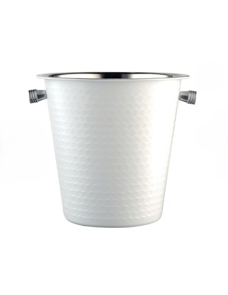 PORTAGHIACCIO-SECCHIELLI-INVINATORI: vendita online SECCHIELLO PORTABOTTIGLIA MARTELLATO ACCIAIO INOX MATTE BIANCO CM.21,5X21...