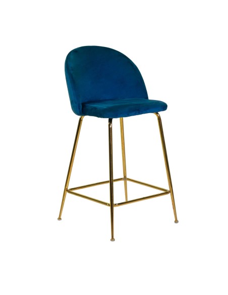 SGABELLI: vendita online SGABELLO IN VELLUTO SAMMI BLU GAMBE ORO VACCHETTI 44 X 48 X 91 CM in offerta