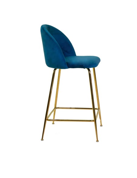 SGABELLI: vendita online SGABELLO IN VELLUTO SAMMI BLU GAMBE ORO VACCHETTI 44 X 48 X 91 CM in offerta