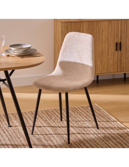 SEDIE-POLTRONE: vendita online SEDIA TYKA BEIGE GAMBE NERE ATMOSPHERA IN TESSUTO in offerta