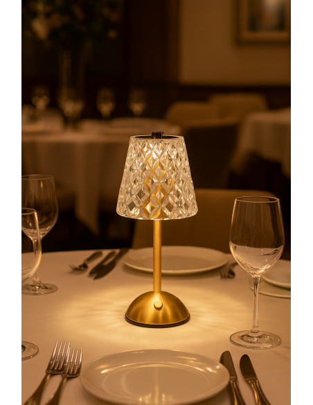 LAMPADE DA TAVOLO: vendita online LAMPADA LED RICARICABILE CON BASE METALLO ORO ALTEZZA 33 CM in offerta