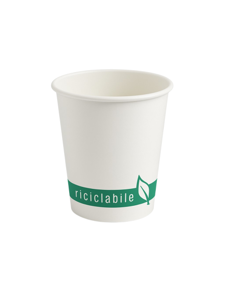 BICCHIERI BIO: vendita online BICCHIERE TAKE AWAY 200 ML Ø 7,2 CM BIANCO IN CARTA LEONE in offerta