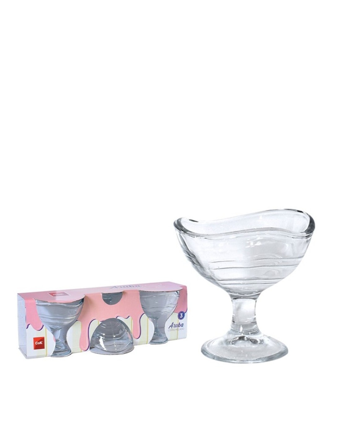 INSALATIERE-CIOTOLE-COPPETTE: vendita online COPPA GELATO ARUBA 16 CL IN VETRO CONFEZIONE 3 PEZZI CEGECO Y ALAR in offerta