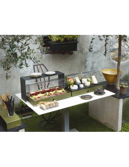 DISTRIBUTORI-ESPOSITORI: vendita online CALEIDO VASSOIO AFFETTATI REFRIGERATO CON ROLL-TOP PINTI-INOX in offerta