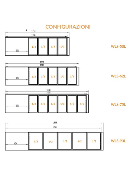 VETRINE: vendita online VETRINA REFRIGERATA SUSHI LT.75 0 C+5 C 6XGN1/3 W.300 MM.1530X430X310H in offerta