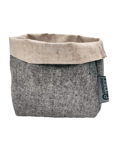 CESTINI PANE: vendita online SACCHETTO PORTAPANE IN COTONE IDROREPELLENTE 11 X 12 X 12 CM NERO E NATURALE in offerta