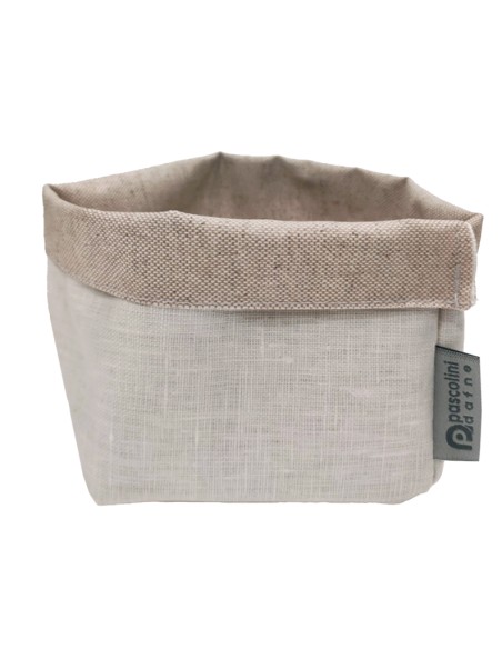 CESTINI PANE: vendita online SACCHETTO PORTAPANE IN COTONE IDROREPELLENTE 11 X 12 X 12 CM BIANCO E NATURALE in offerta