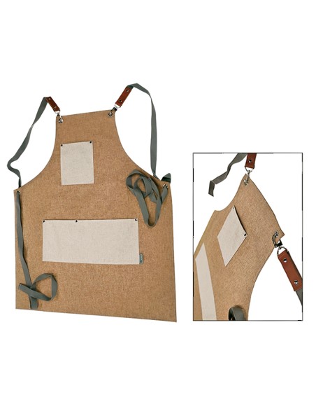 GREMBIULI: vendita online GREMBIULE IN COTONE IDROREPELLENTE CORDA E TASCHE NATURALE 67 X 79 CM PASCOLINI in offerta