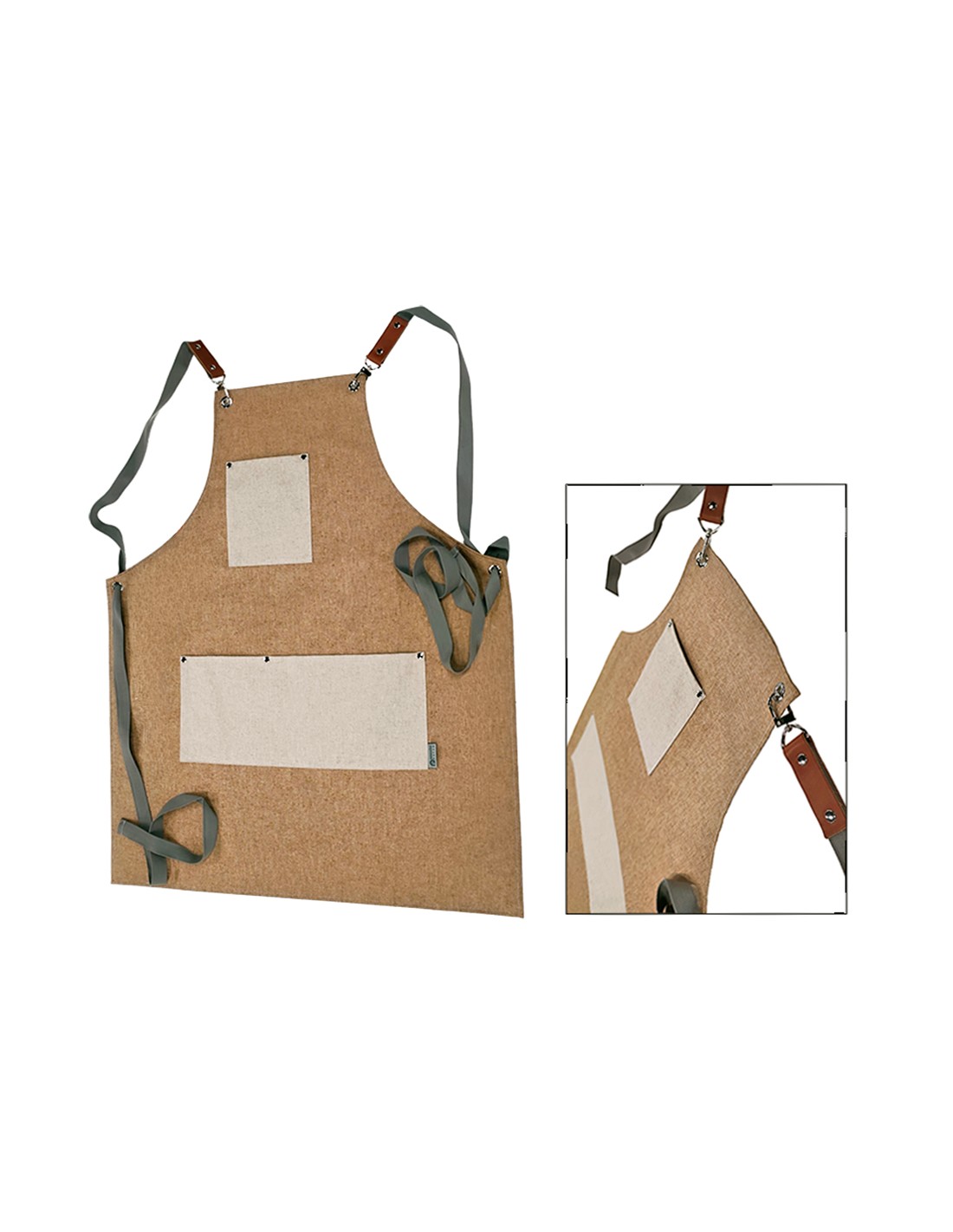 GREMBIULI: vendita online GREMBIULE IN COTONE IDROREPELLENTE CORDA E TASCHE NATURALE 67 X 79 CM PASCOLINI in offerta