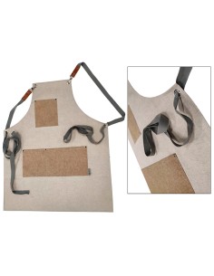 GREMBIULE COTONE IDROREPELLENTE NATURALE TASCHE CORDA CM.67X79H