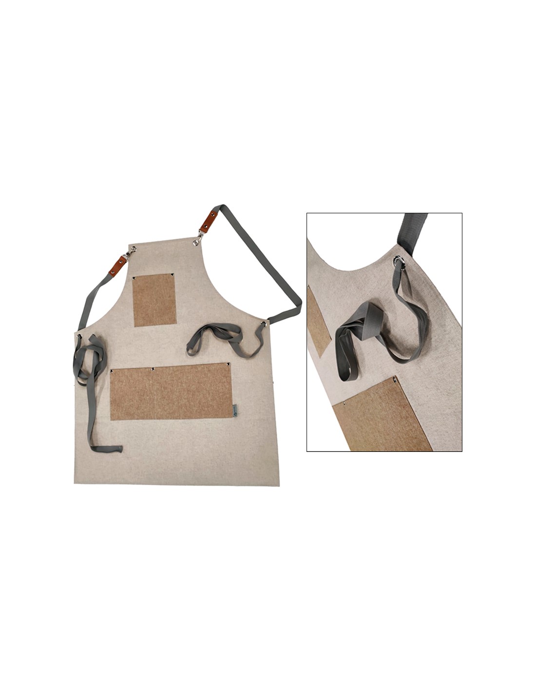 GREMBIULI: vendita online GREMBIULE IN COTONE IDROREPELLENTE NATURALE E TASCHE CORDA 67 X 79 CM PASCOLINI in offerta